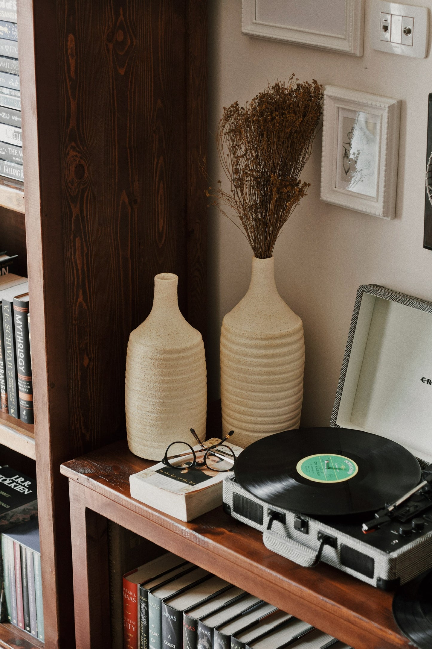 Rectangular Linen Beige Vase