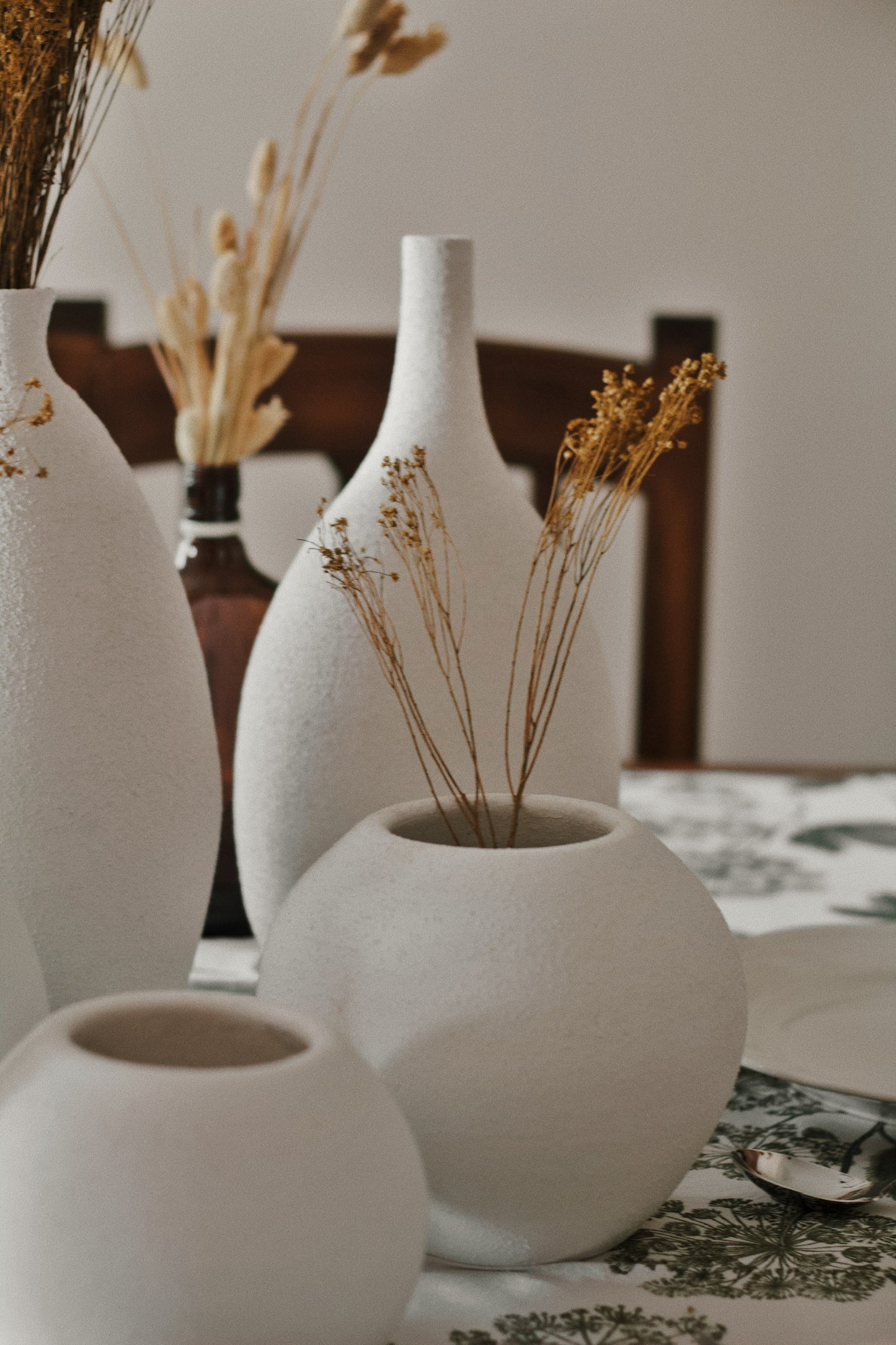 Circular White Vase