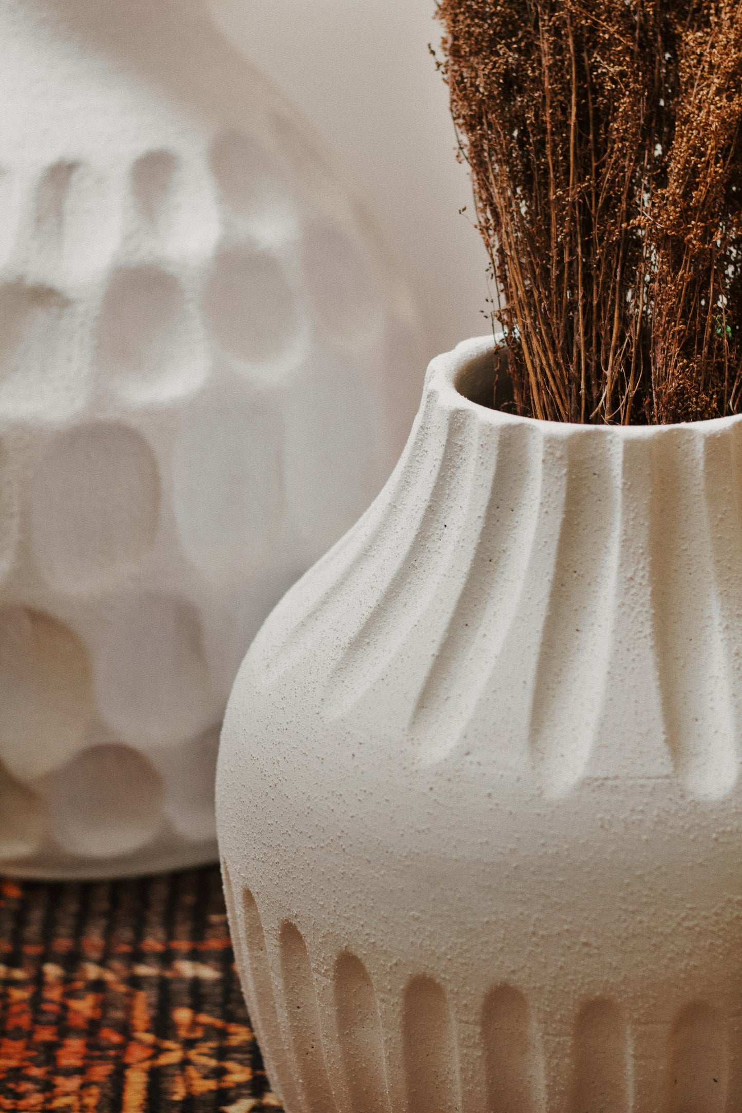 Boho Linen Carved Vase